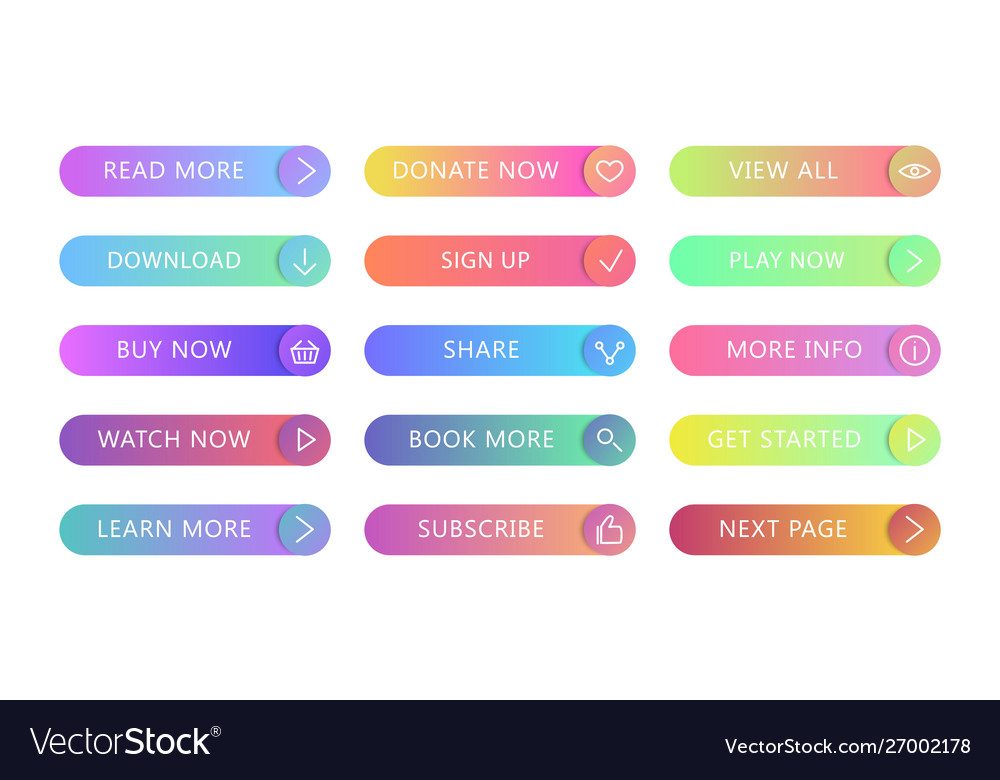 Gradient Buttons Flat Design Web And Ui Royalty Free Vector