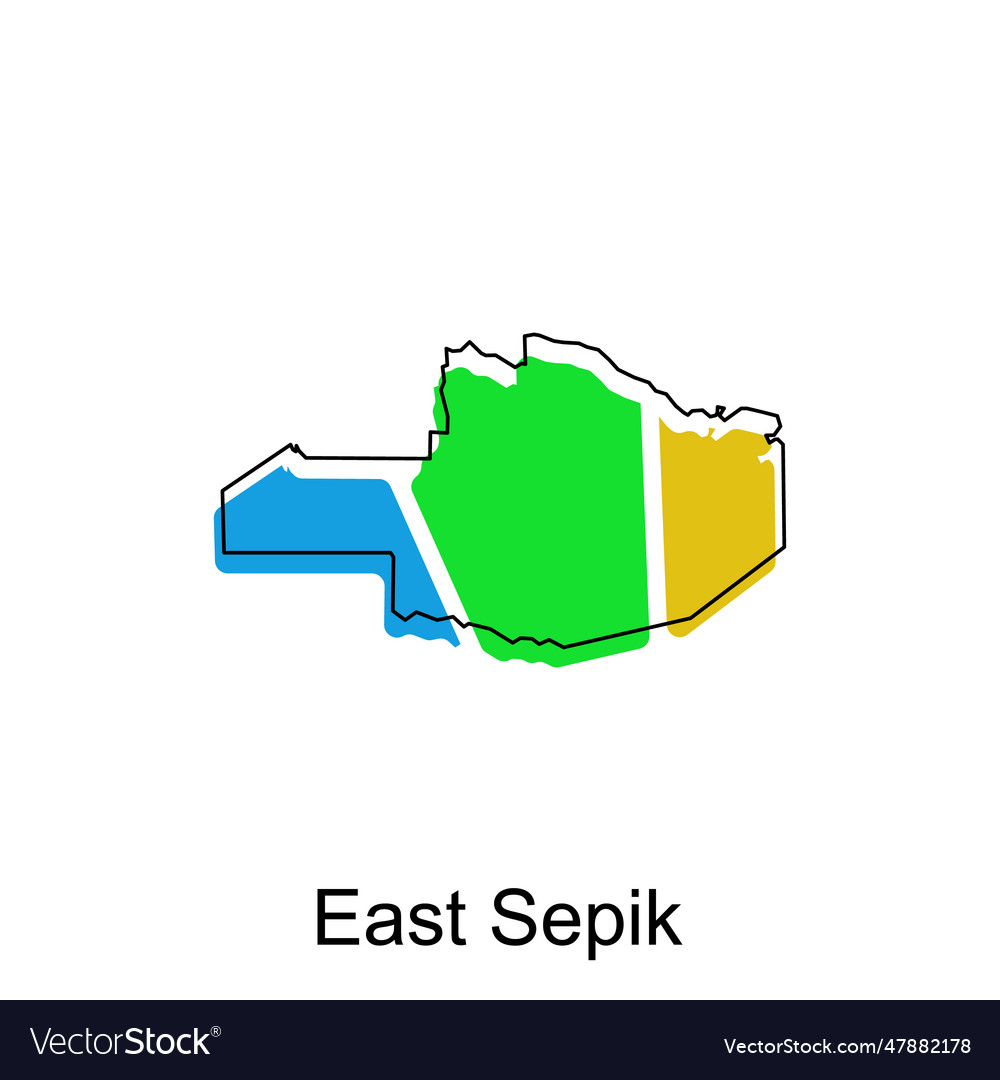 Map of east sepik modern outline high detailed Vector Image