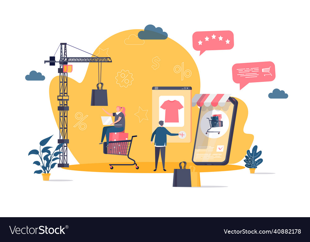 Online shopping concept in flat style customer Vector Image