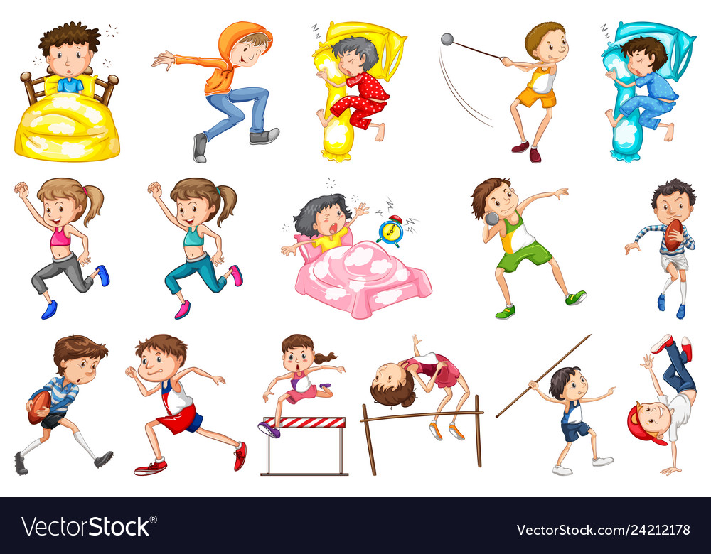 Set daily activity kids Royalty Free Vector Image