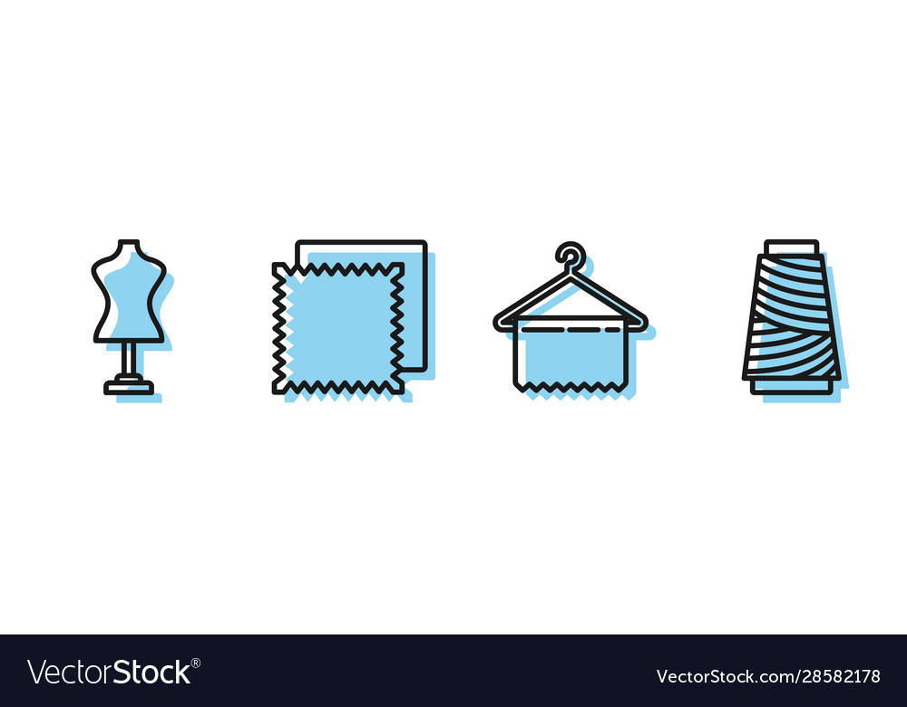 Set Line Hanger Wardrobe Mannequin Textile Vector Image