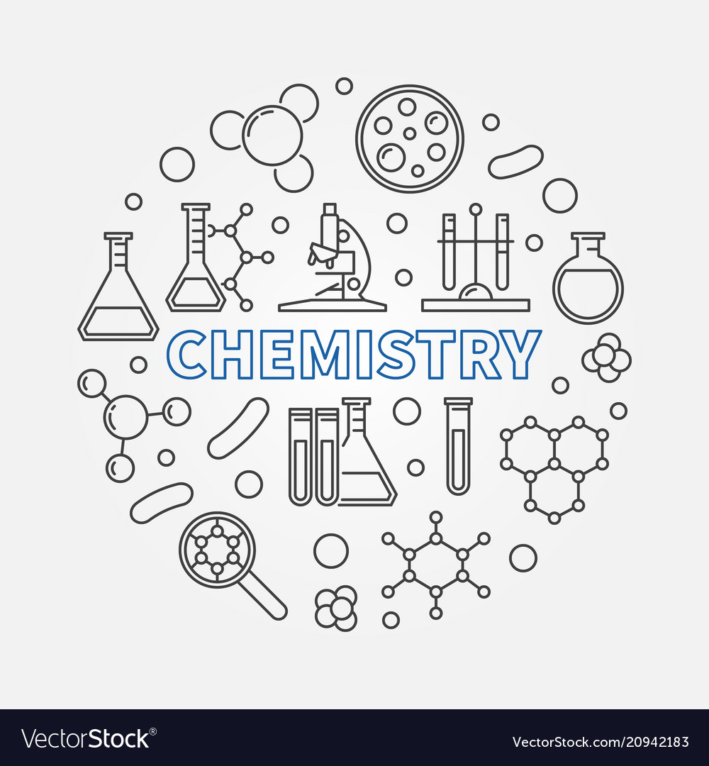 Chemistry round concept science line Royalty Free Vector