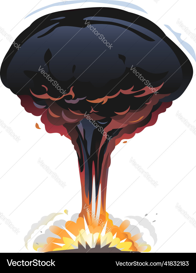 Explosion on ground with large smoke column Vector Image