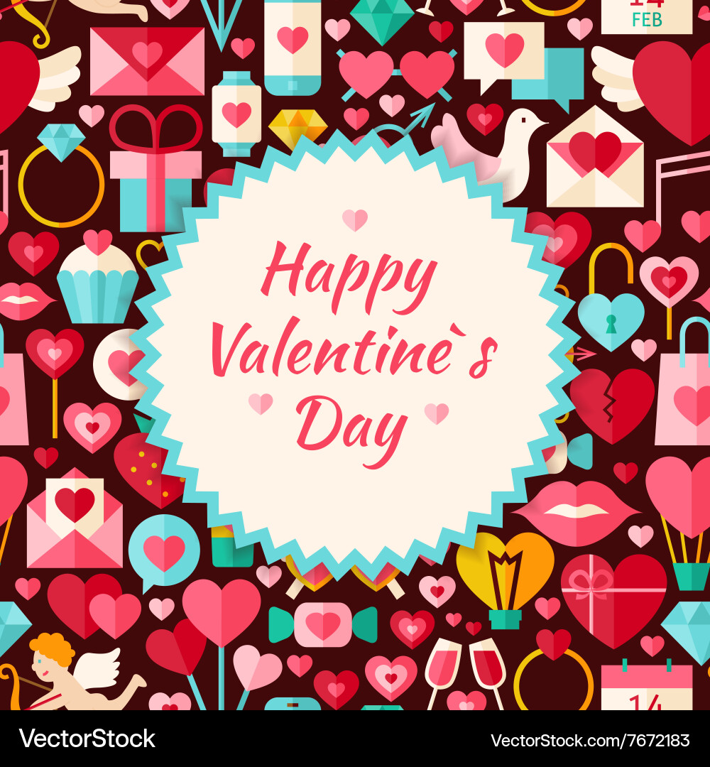 Flat pattern happy valentine day background Vector Image