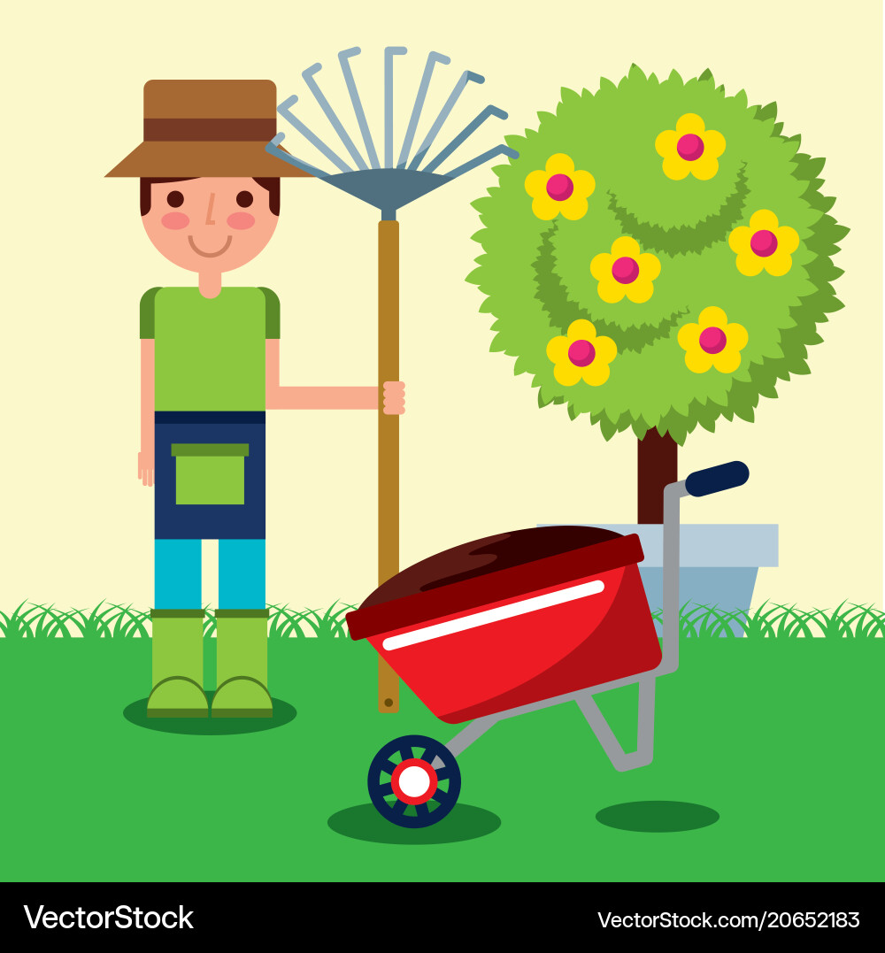 Gardener boy farm work Royalty Free Vector Image