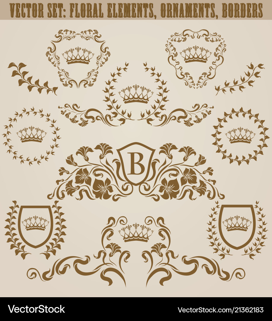 Set of golden monograms Royalty Free Vector Image