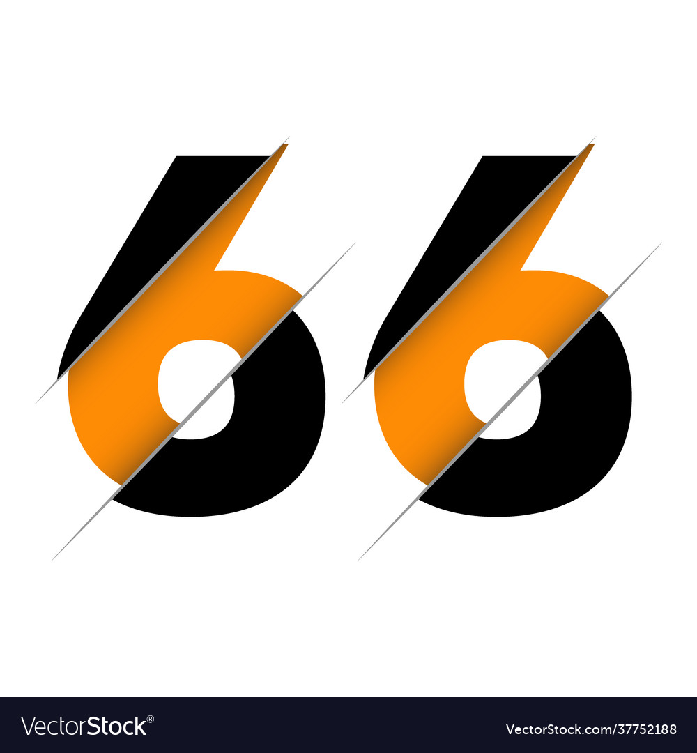 66 6 number logo design with a creative cut Vector Image