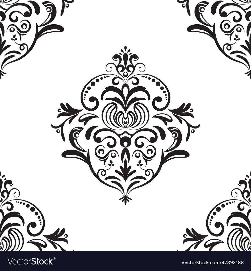 Damask floral motif tile pattern luxury tile Vector Image