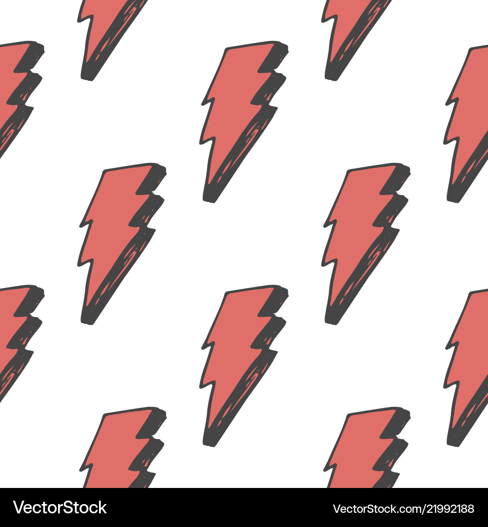 Lightning seamless pattern hand drawn sketched Vector Image