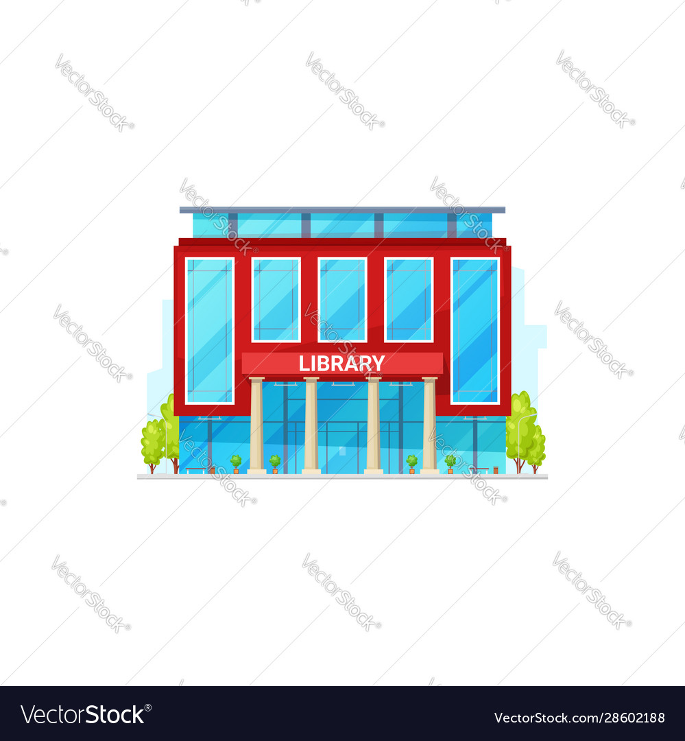 Public library isolated building facade exterior Vector Image