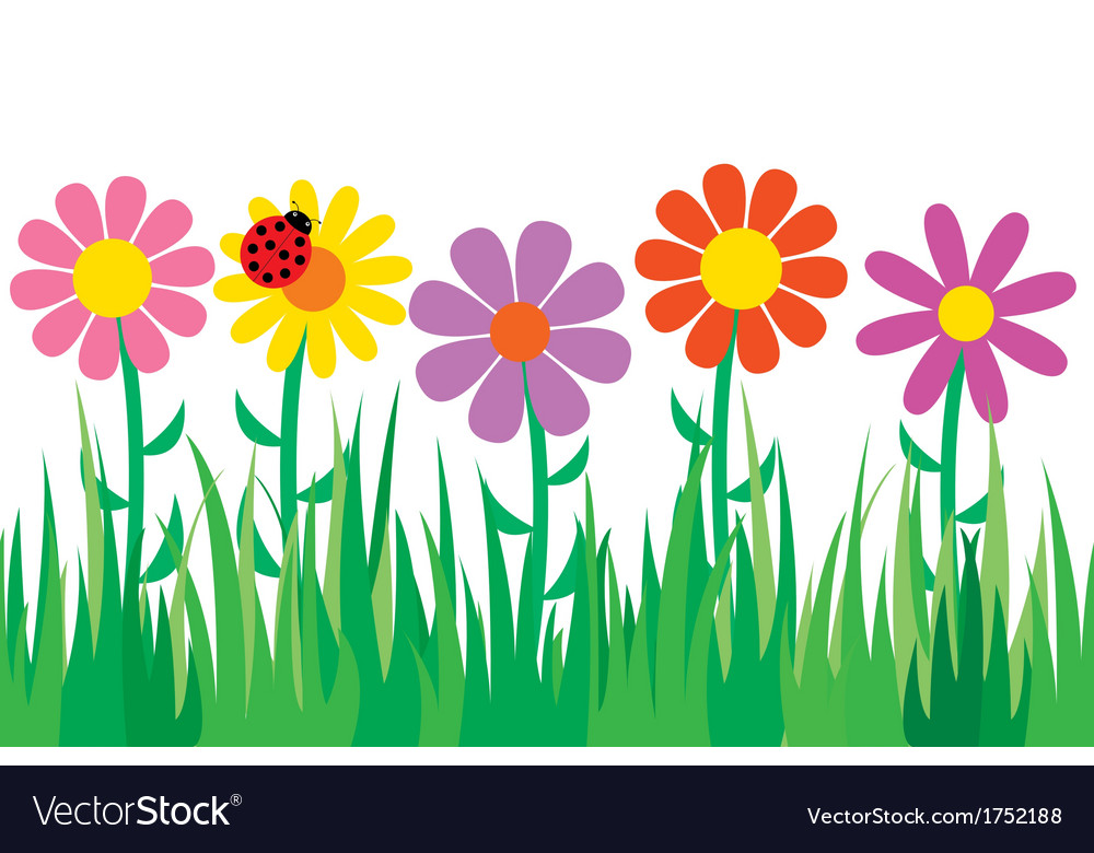 Seamless grass and flowers Royalty Free Vector Image