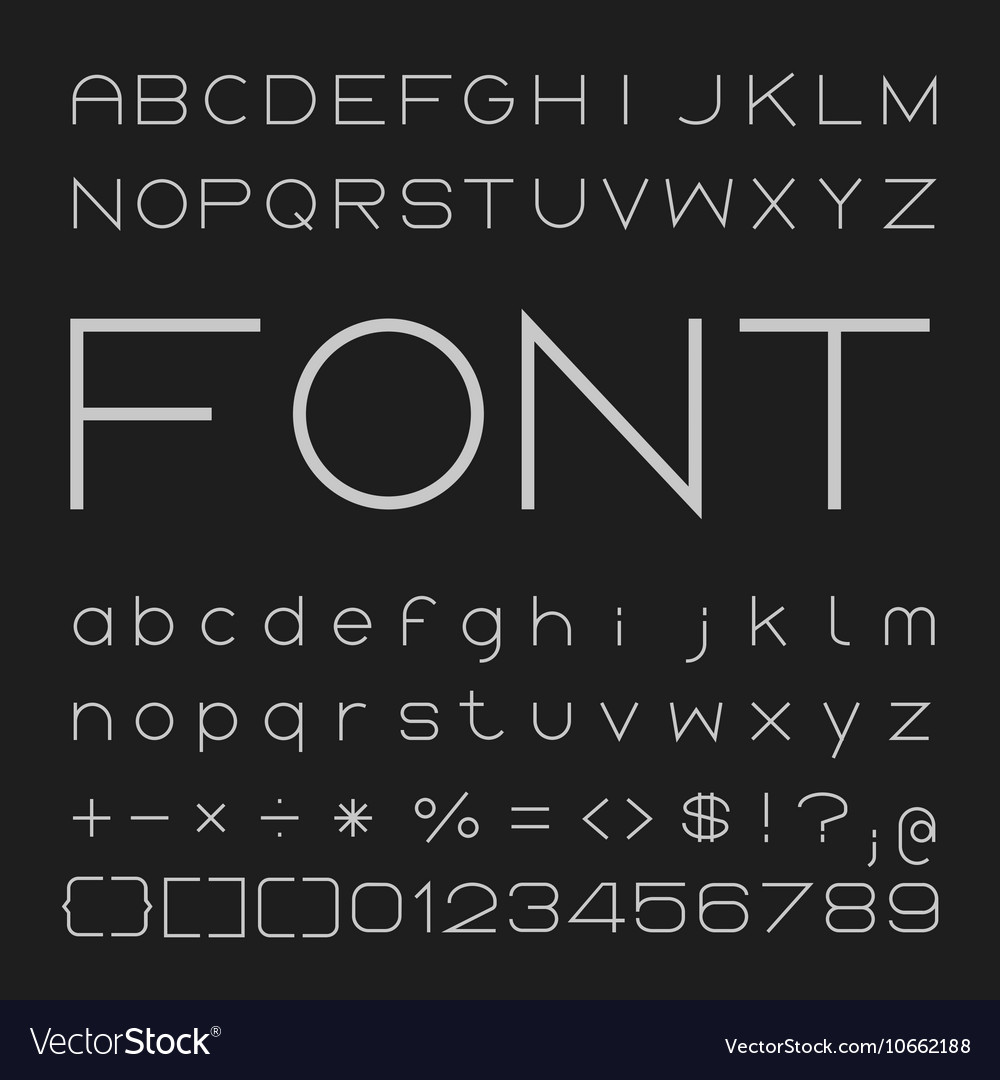 Thin font design alphabet and numbers Royalty Free Vector