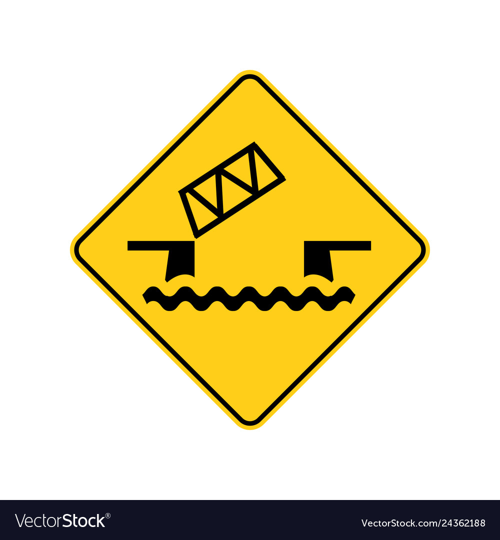 Usa traffic road signs the bridge ahead lifts Vector Image