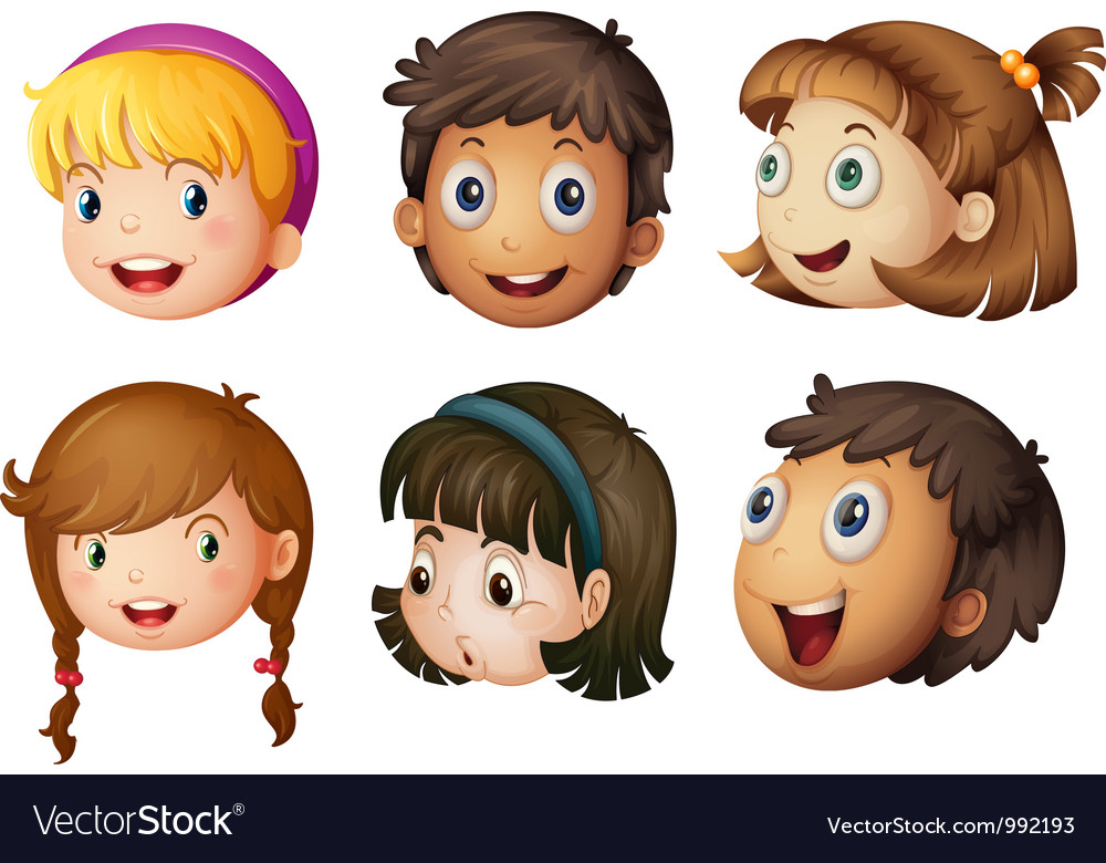 Cartoon Kids Faces Royalty Free Vector Image Vectorstock