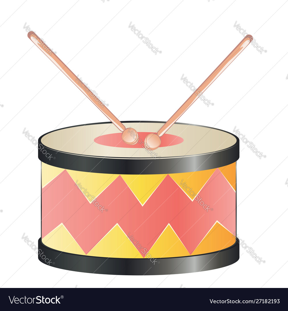 Festive drum and drumsticks Royalty Free Vector Image