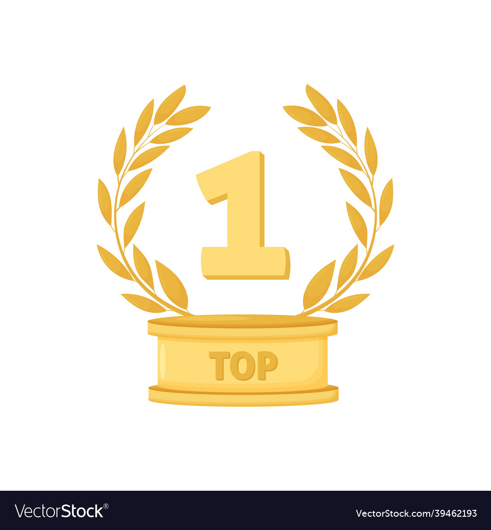 Golden number 1 and wreath Royalty Free Vector Image