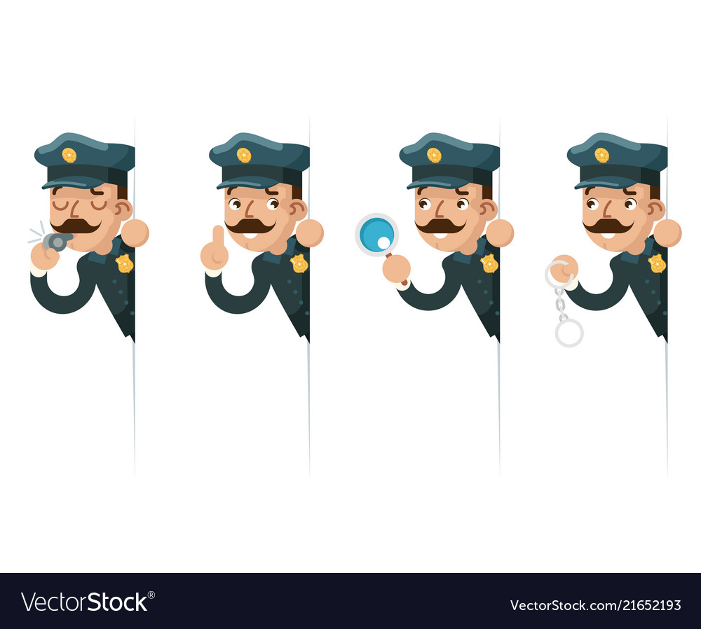 Policeman detective magnifying glass handcuffs Vector Image