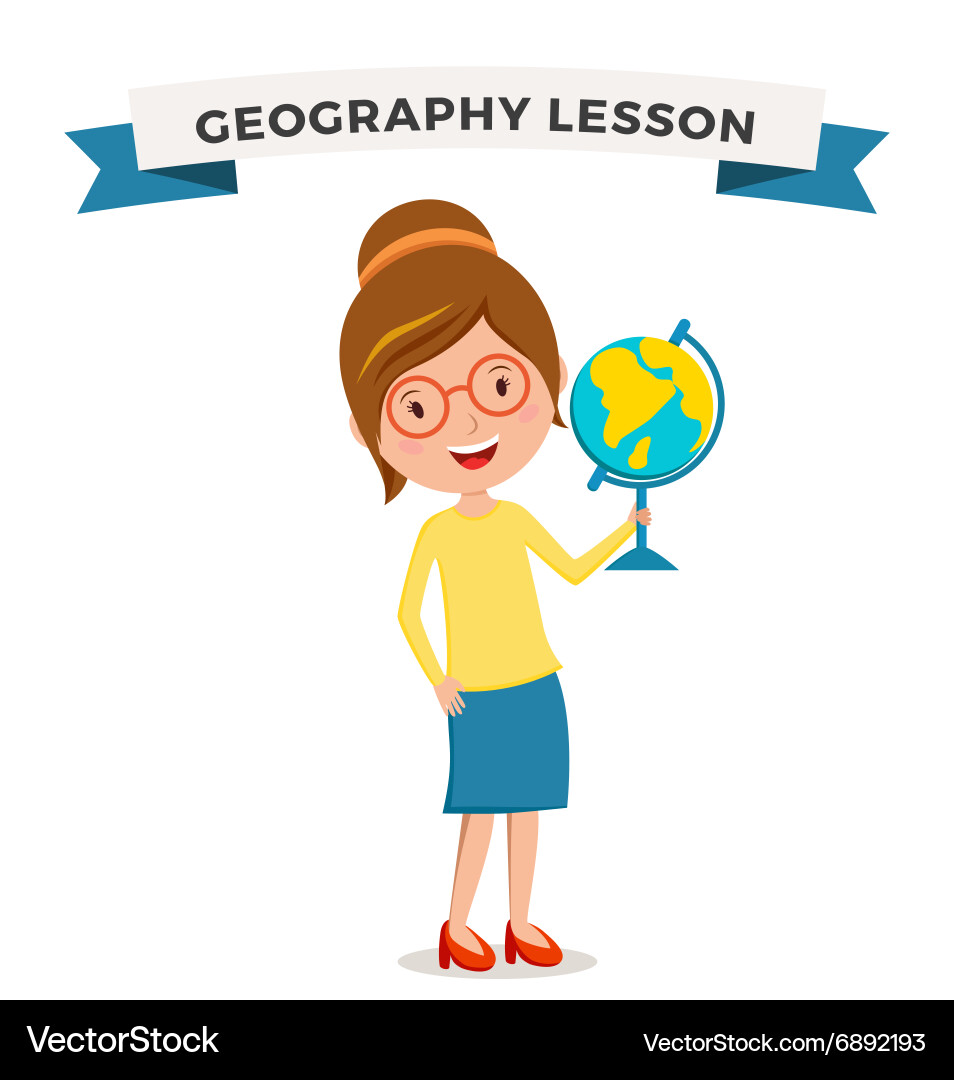 School geography lessons woman teacher Royalty Free Vector