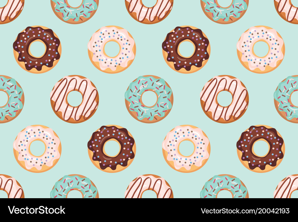 Seamless pattern with glazed donuts blue Vector Image