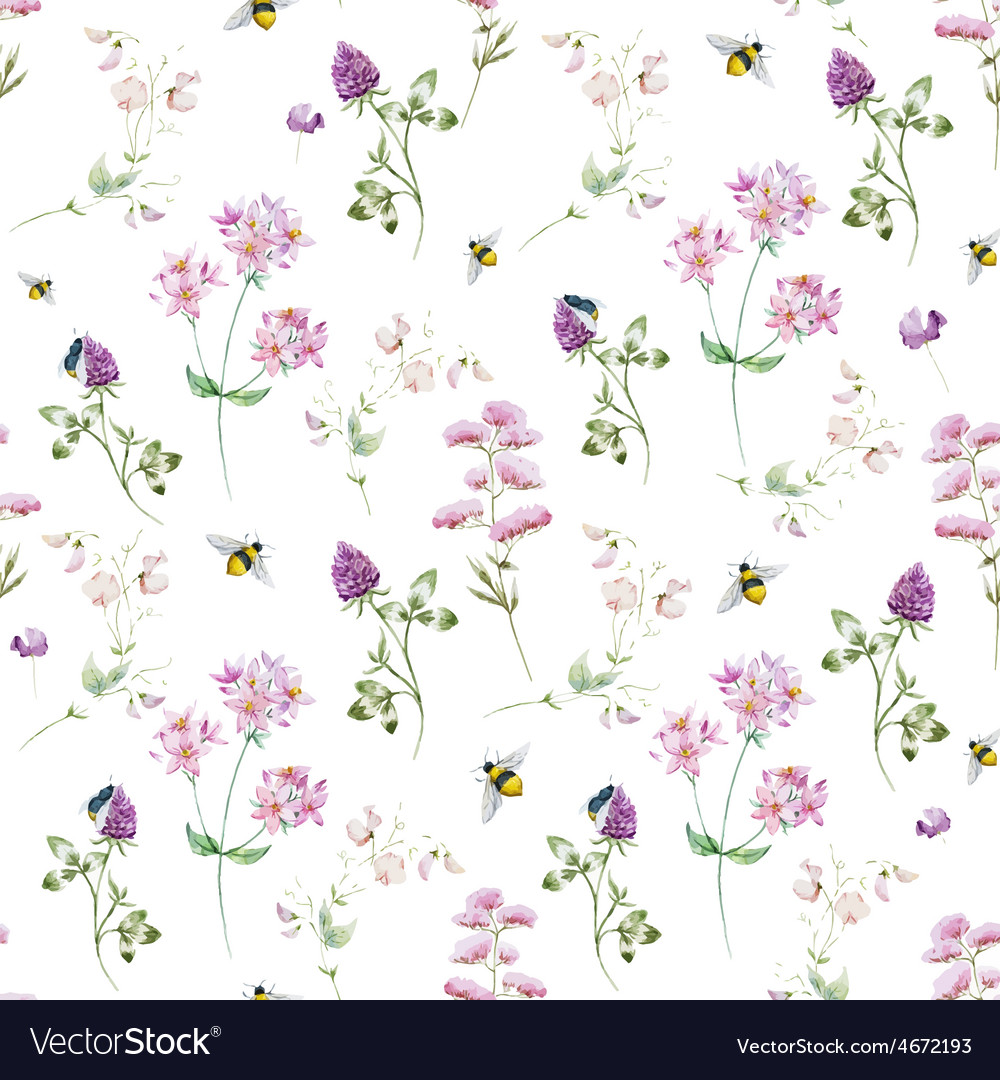 Watercolor wildflower pattern Royalty Free Vector Image