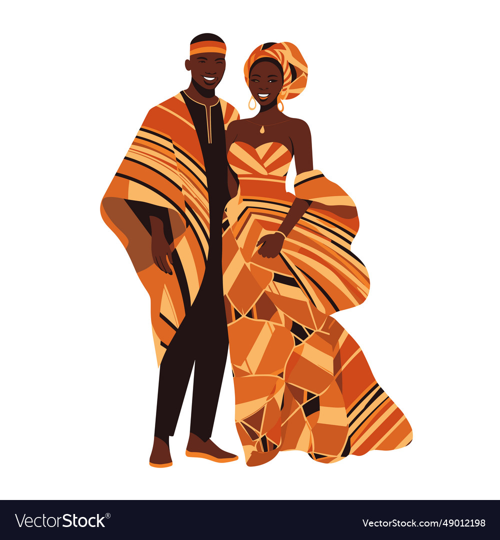 African Couple Hand-drawn Comic Royalty Free Vector Image