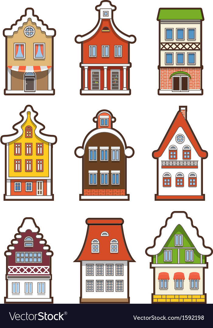 Collection of colorful vintage houses