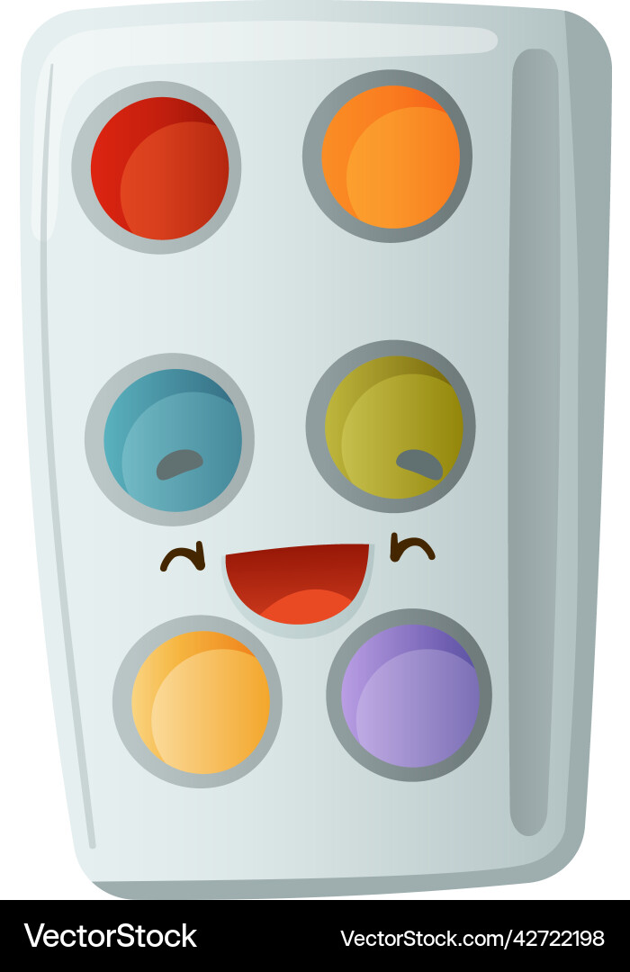 Funny color paints as school item with smiling Vector Image