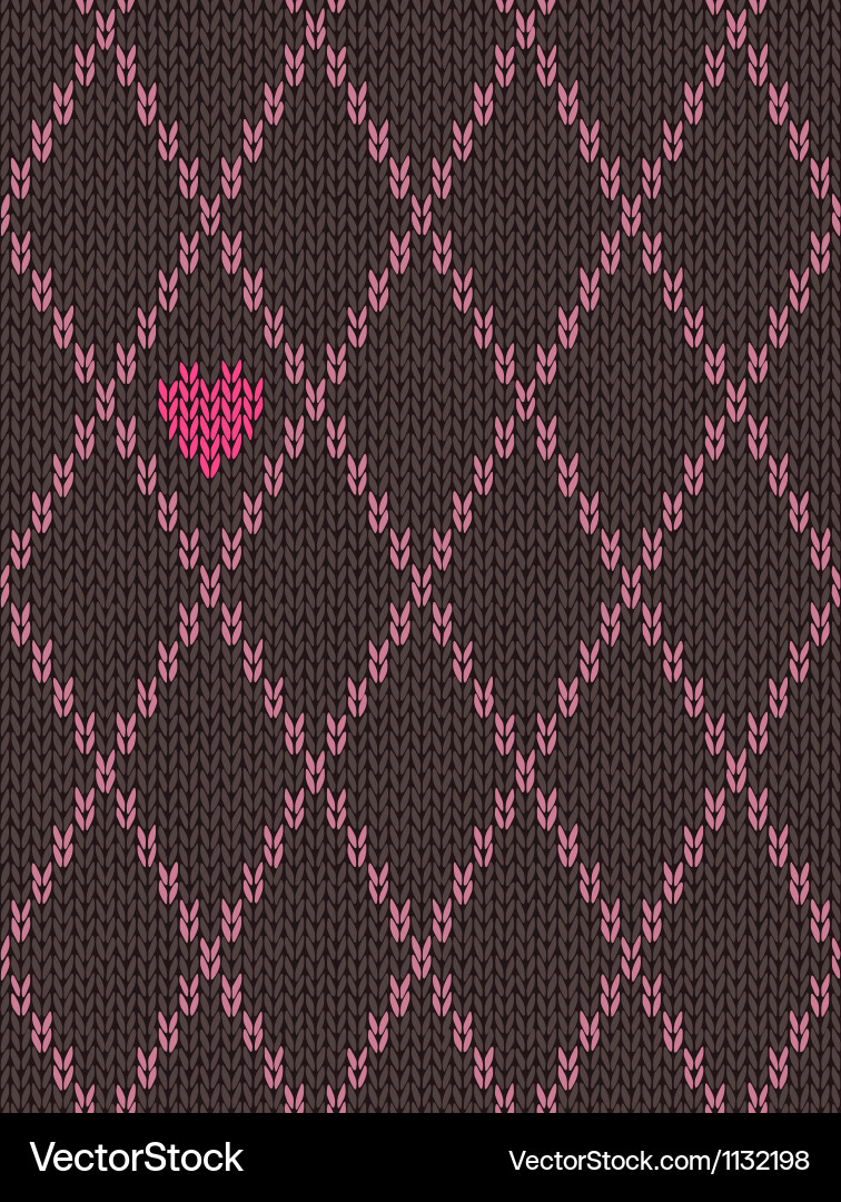 Knitted pattern with heart Royalty Free Vector Image