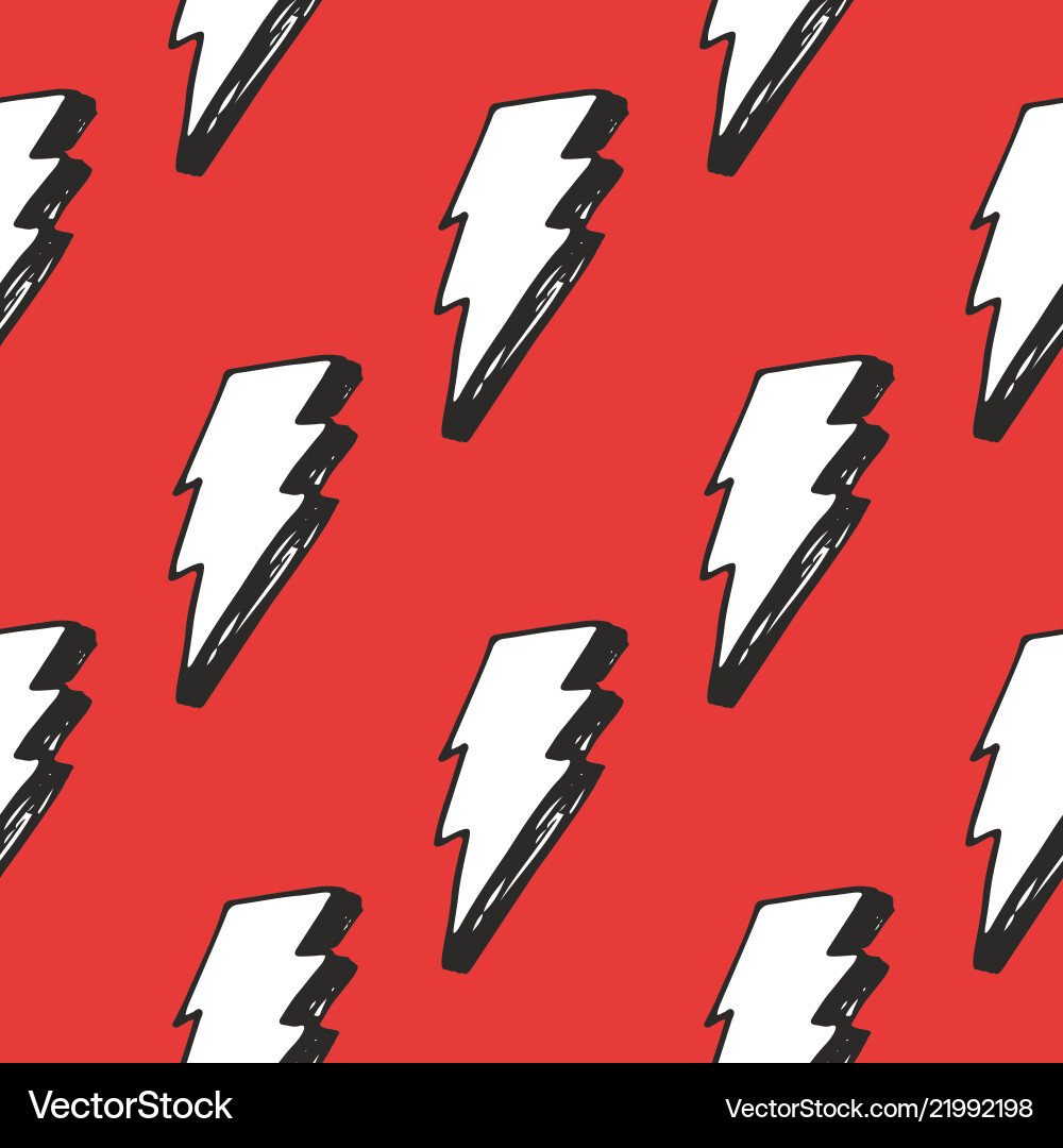 Lightning seamless pattern hand drawn sketched Vector Image