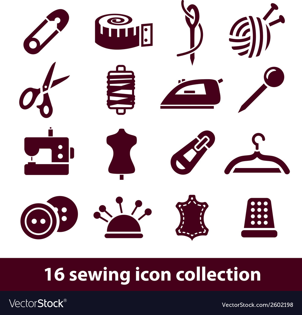 Sewing Icons Royalty Free Vector Image Vectorstock 8326