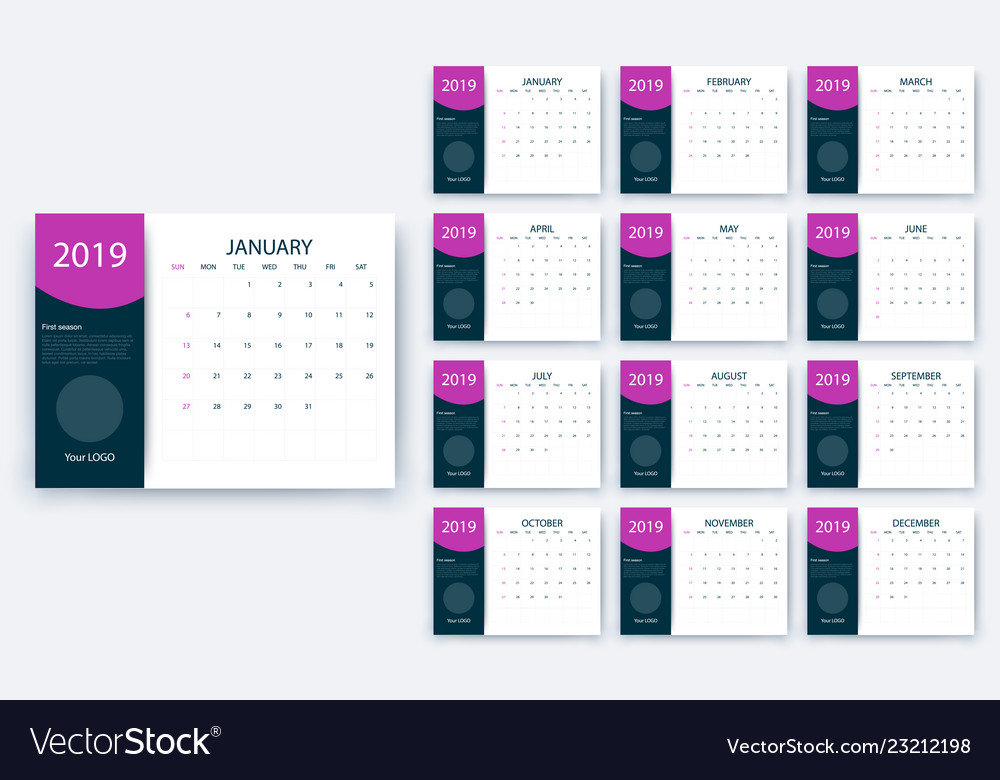 Simple calendar 2019 yesr stock design Royalty Free Vector