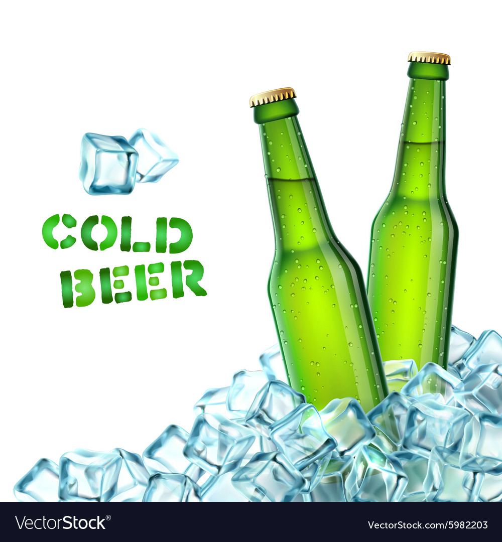 Beer bottles and ice Royalty Free Vector Image
