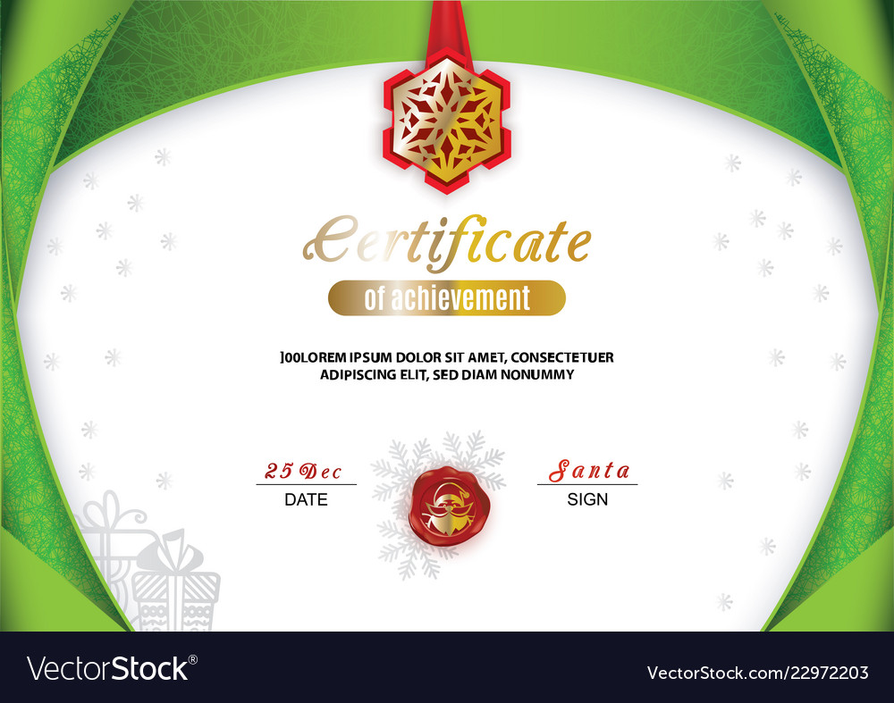 christmas certificate green border and snowflake vector image christmas certificate