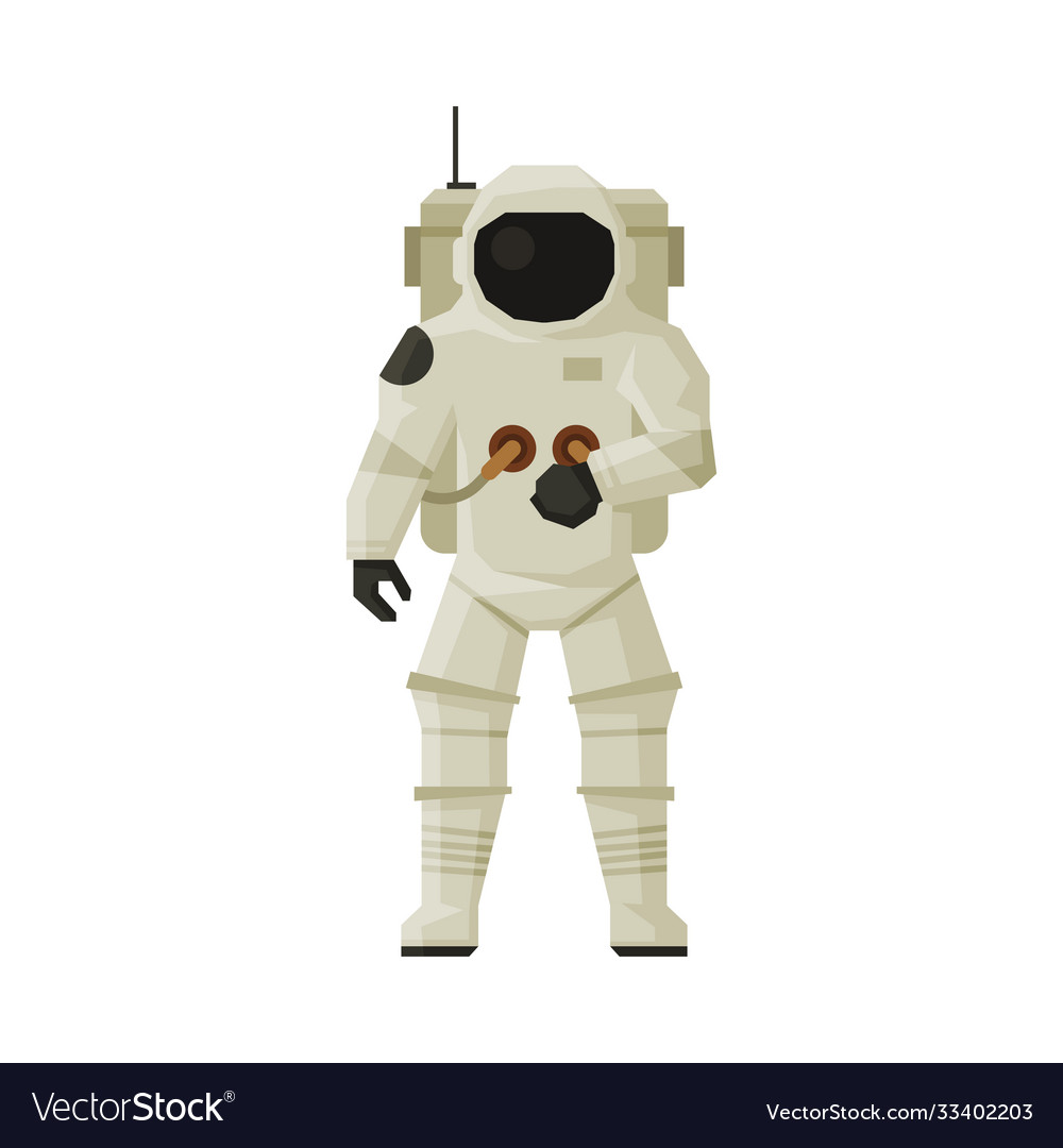 Spaceman in pressure suit out space among stars Vector Image