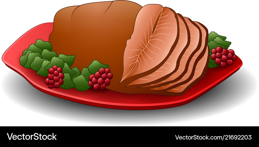 Fish meat on red plate isolated white background Vector Image