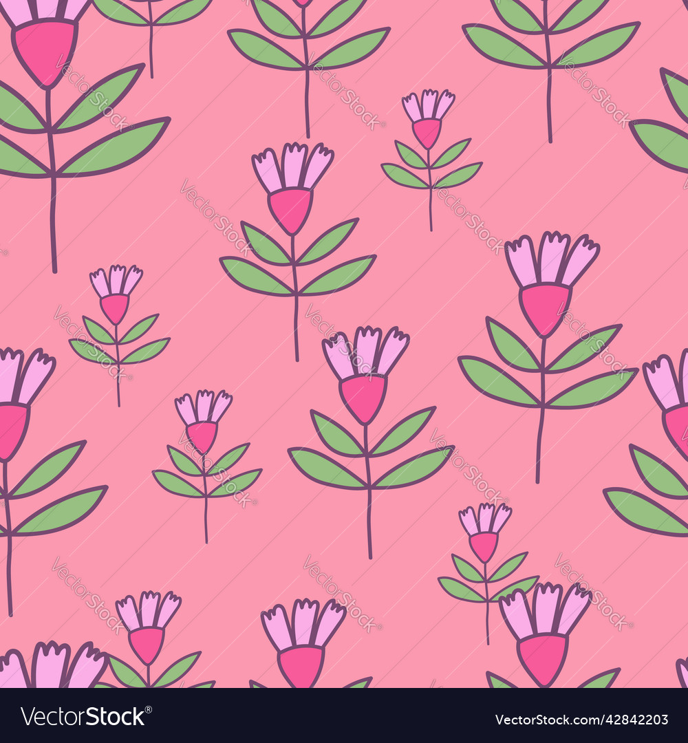 Flower seamless pattern in naive art style Vector Image