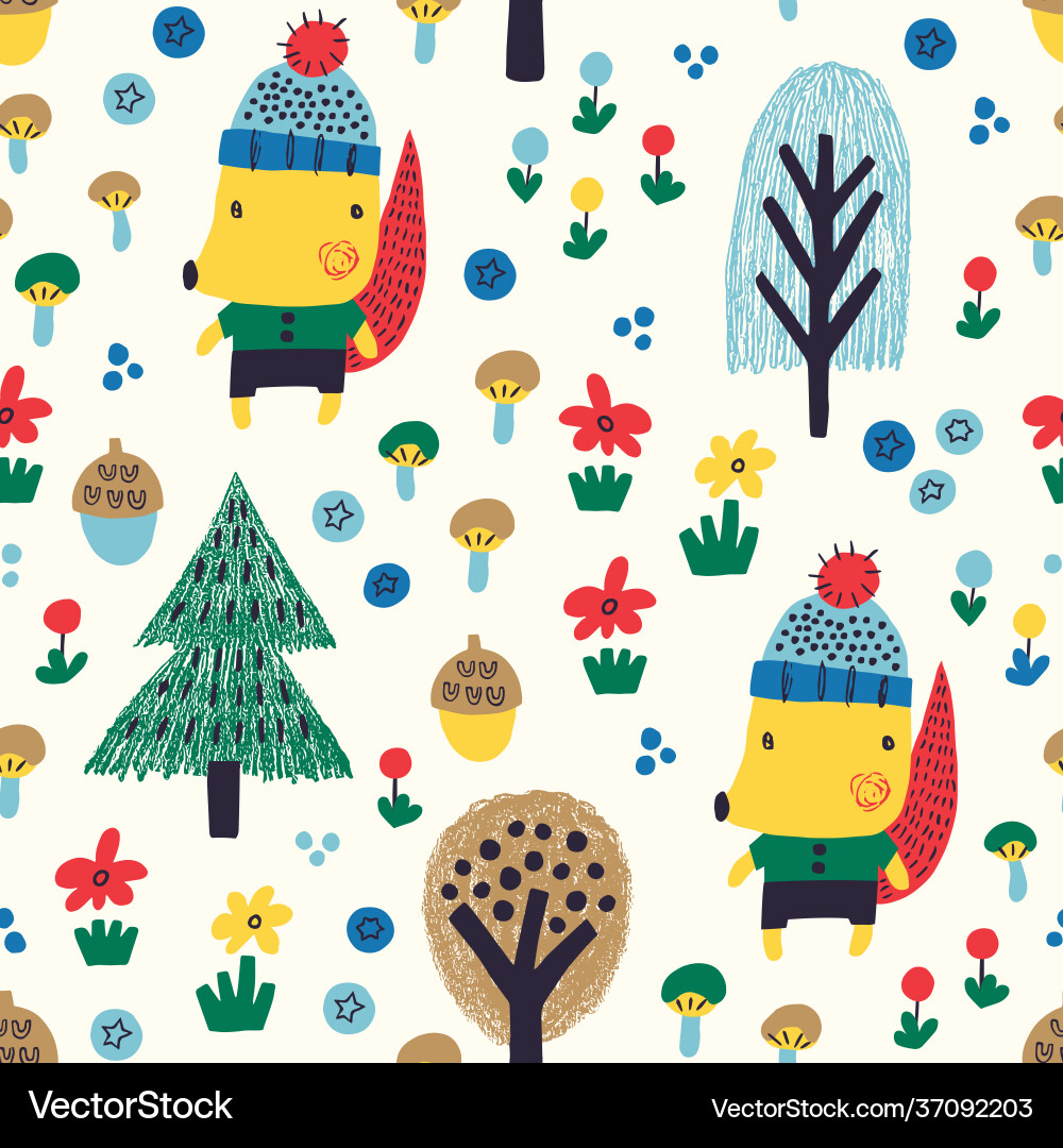 Fox seamless pattern Royalty Free Vector Image