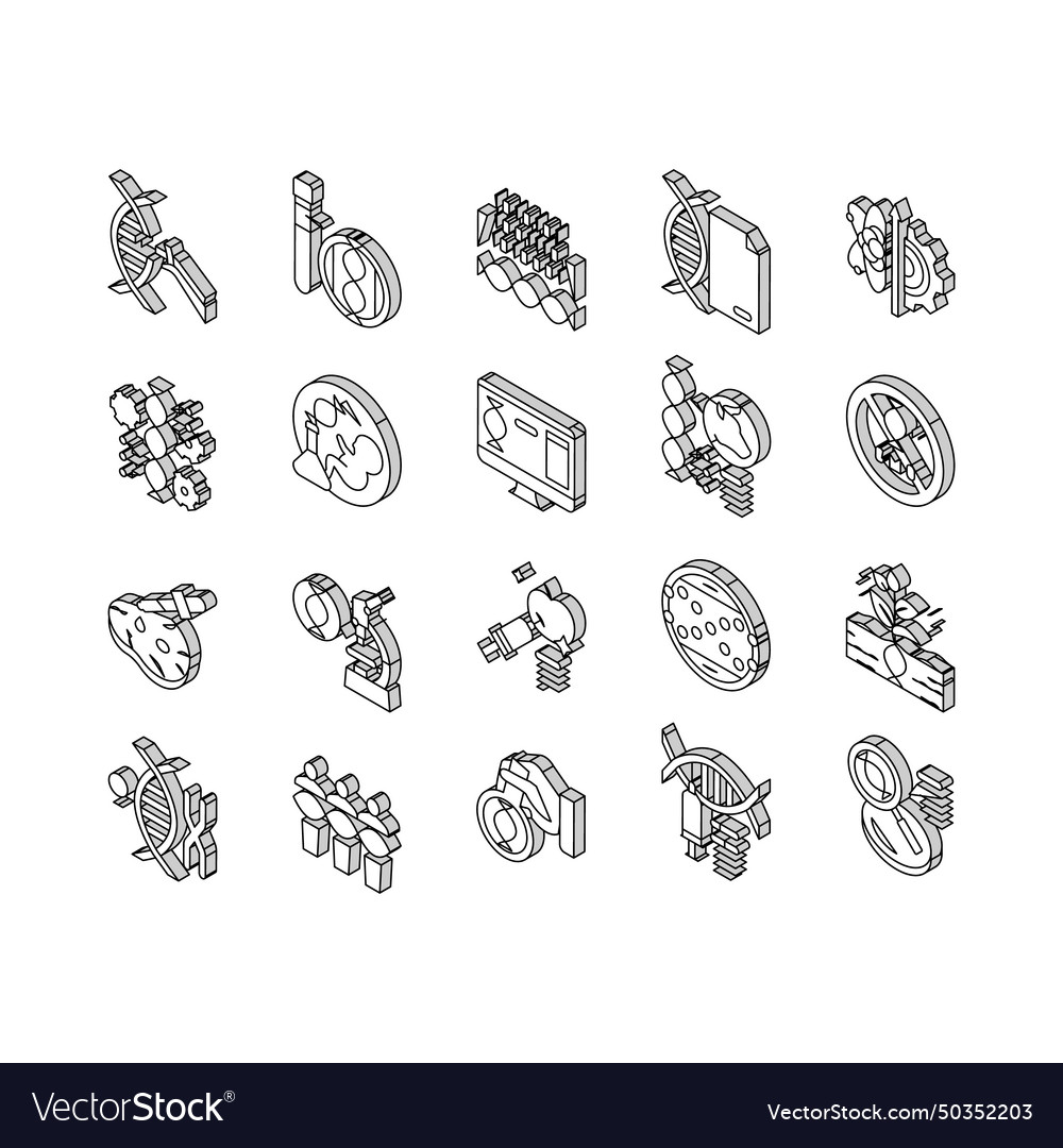 Genetic engineering collection isometric icons set