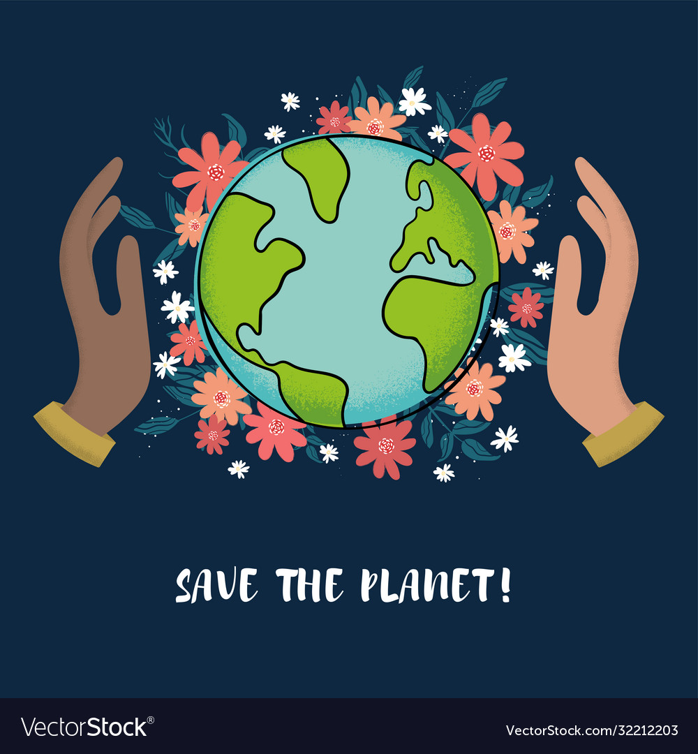 Hand drawn planet earth concept day design Vector Image