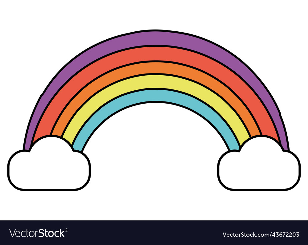 Rainbow and clouds Royalty Free Vector Image - VectorStock