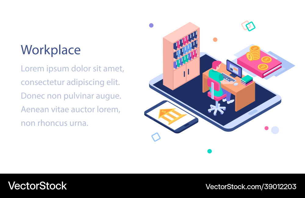 Workplace isometric Royalty Free Vector Image - VectorStock