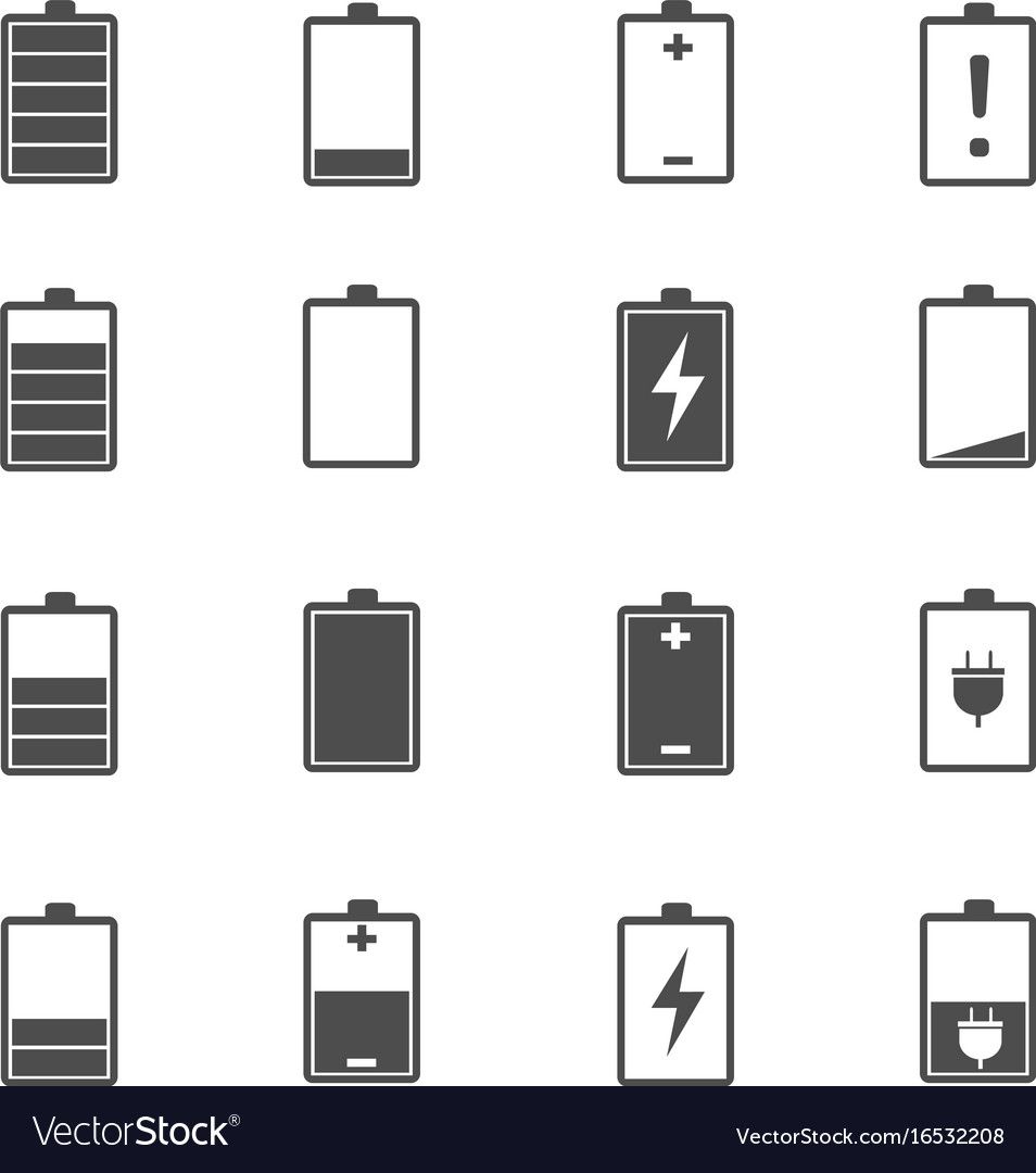 Battery charge level icons set Royalty Free Vector Image