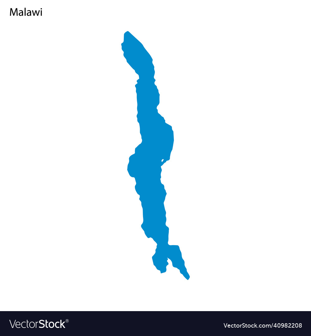 Blue outline map of malawi lake isolated Vector Image