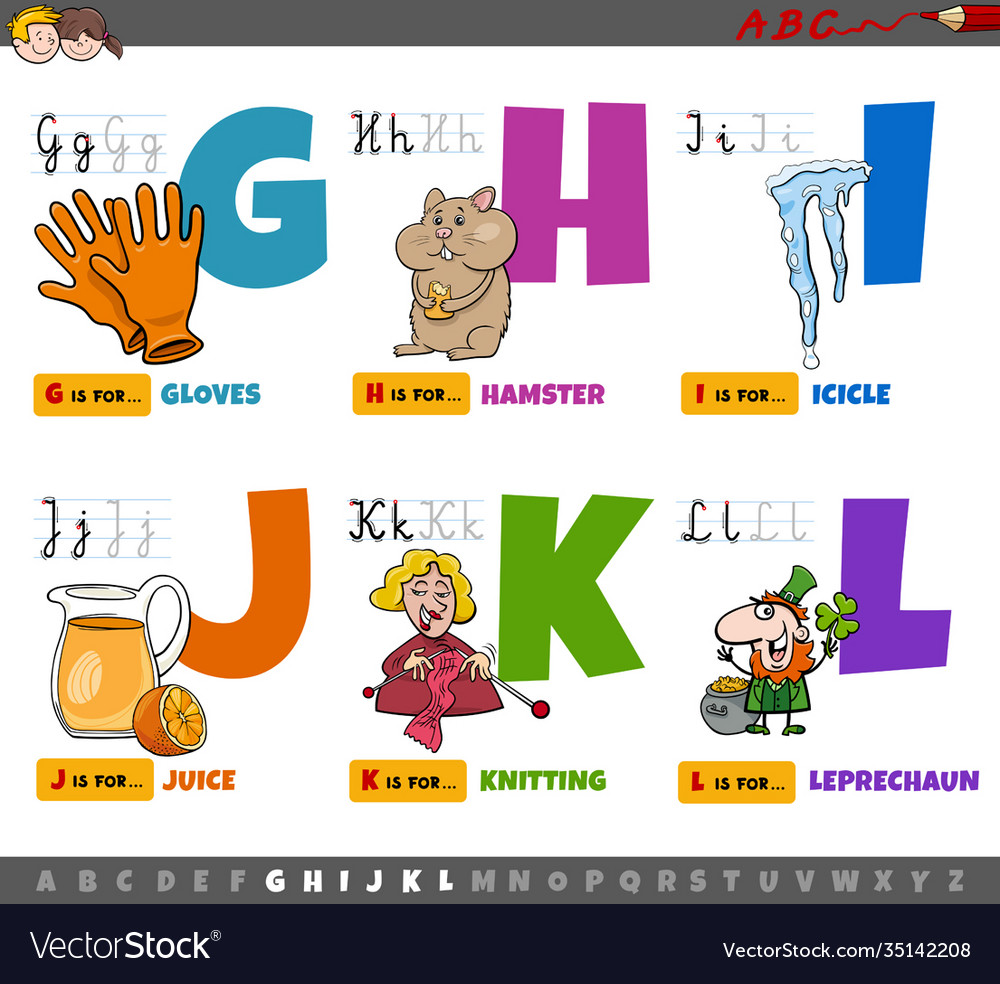 Educational cartoon alphabet letters for children Vector Image