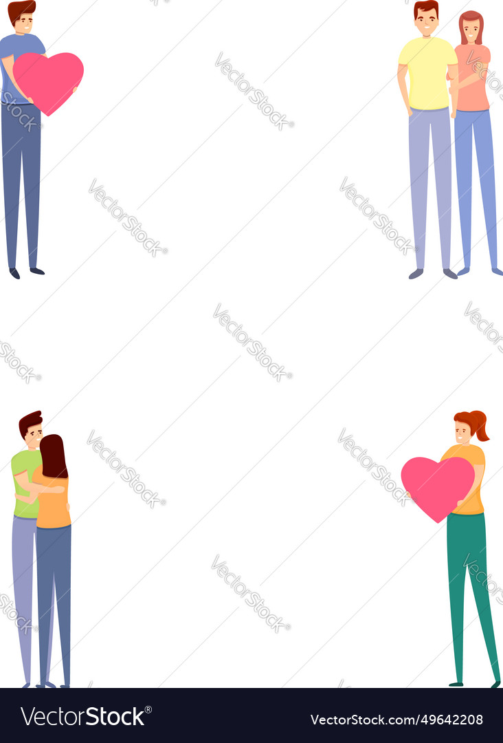 Love couple icons set cartoon men Royalty Free Vector Image