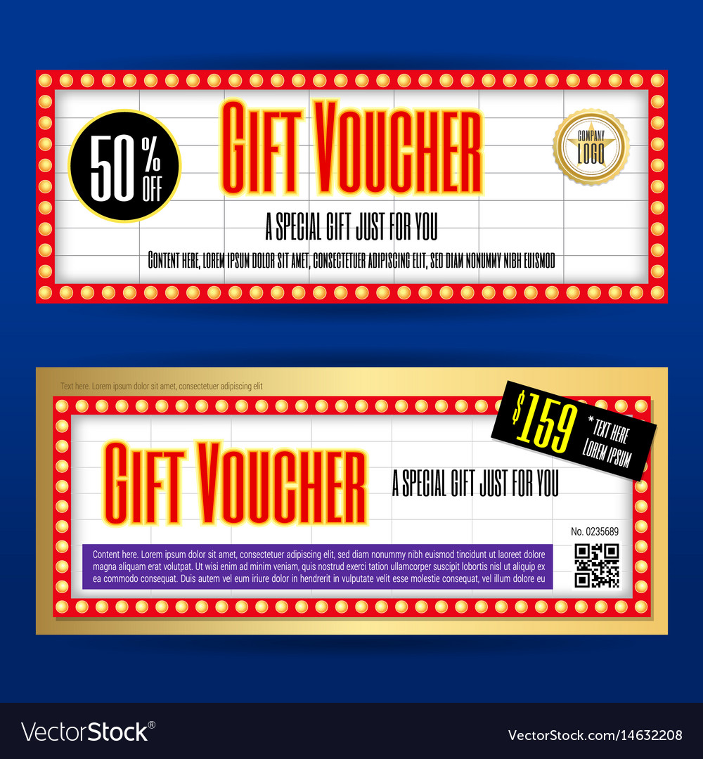 Movie ticket sign theme gift voucher or gift Vector Image