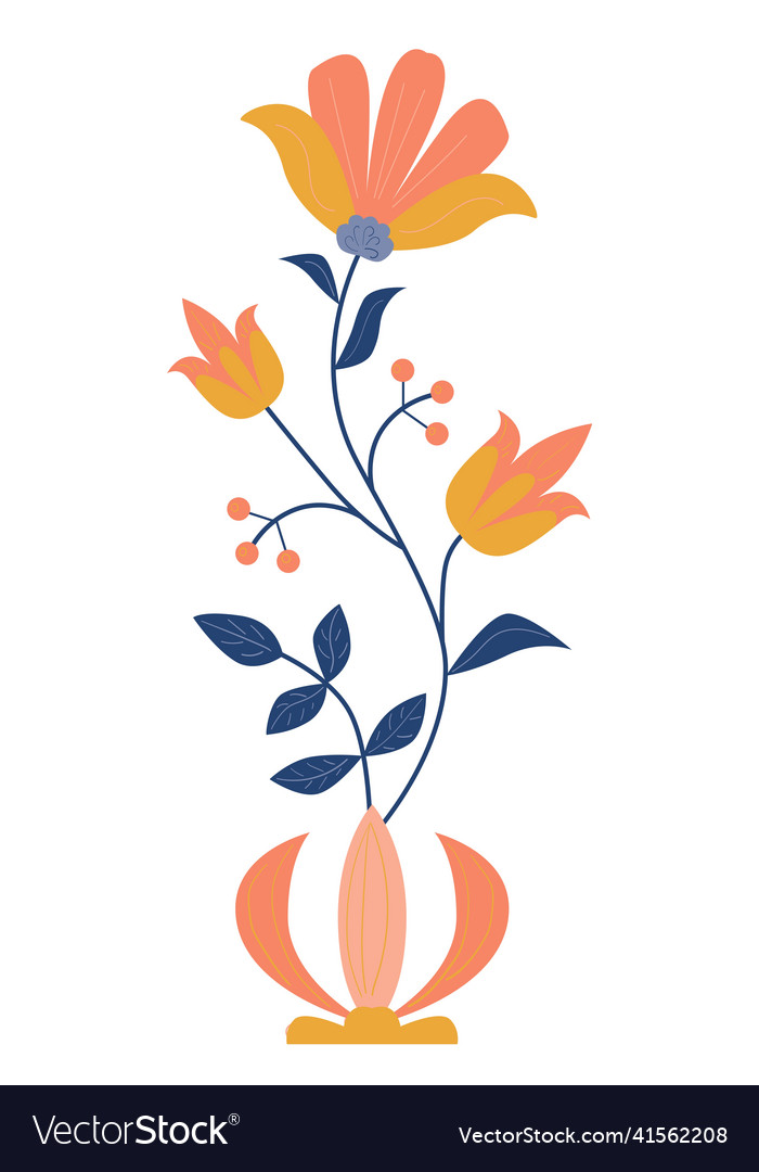 Plain floral motif folk art vector image Plain floral motif folk art