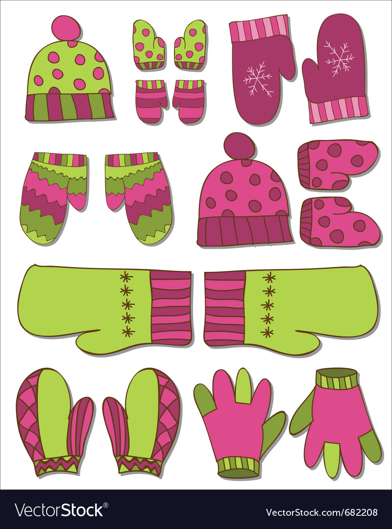 Download Winter gloves set Royalty Free Vector Image - VectorStock