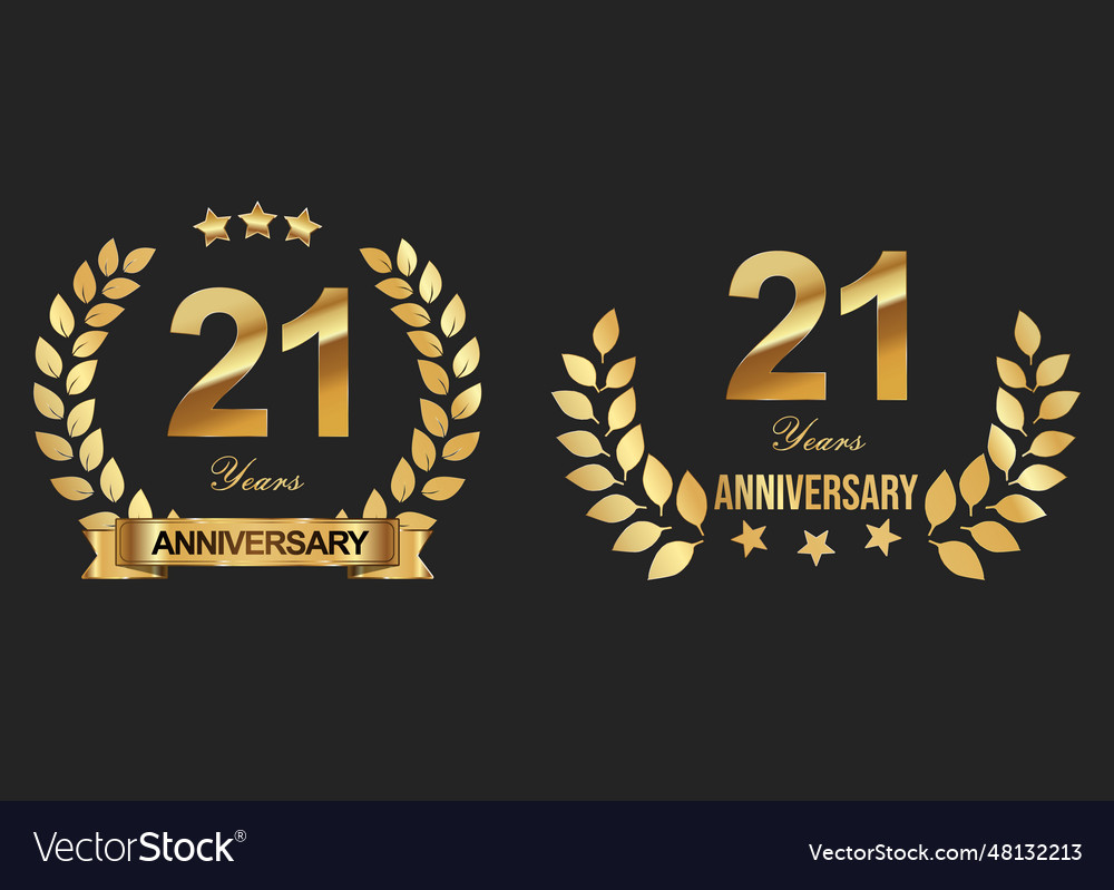 21 gold anniversary celebration logo with golden Vector Image