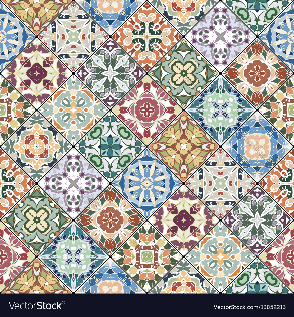 Abstract patterns in the mosaic set Royalty Free Vector